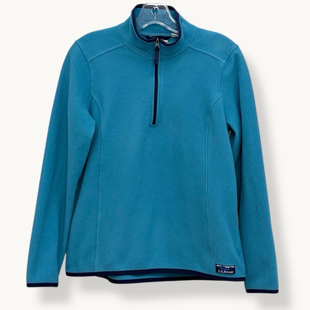 L.L. Bean Quarter Zip Fleece Pullover Small Teal Blue